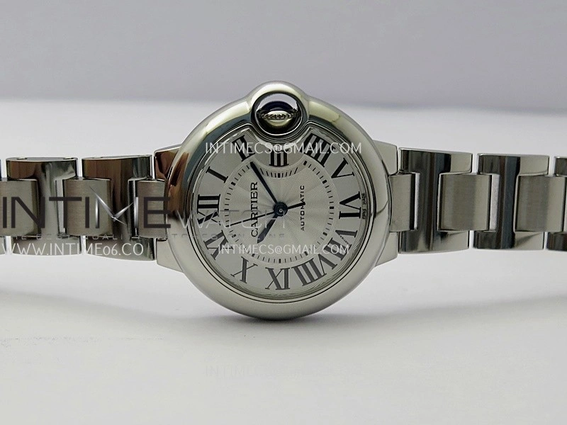 Ballon Bleu 33mm SS AF 1:1 Best Edition White Textured Dial On SS Bracelet Super Clone A1853