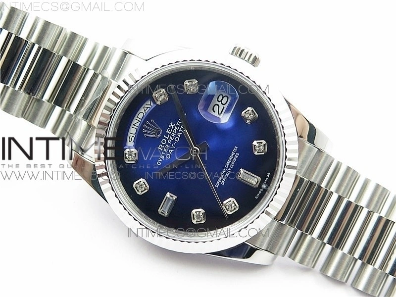 Day-Date 36 128239 SS BP Best Edition Blue Crystal Markers Dial on SS President Bracelet