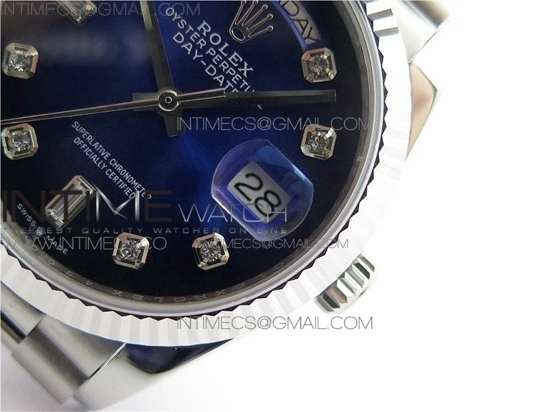 Day-Date 36 128239 SS BP Best Edition Blue Crystal Markers Dial on SS President Bracelet