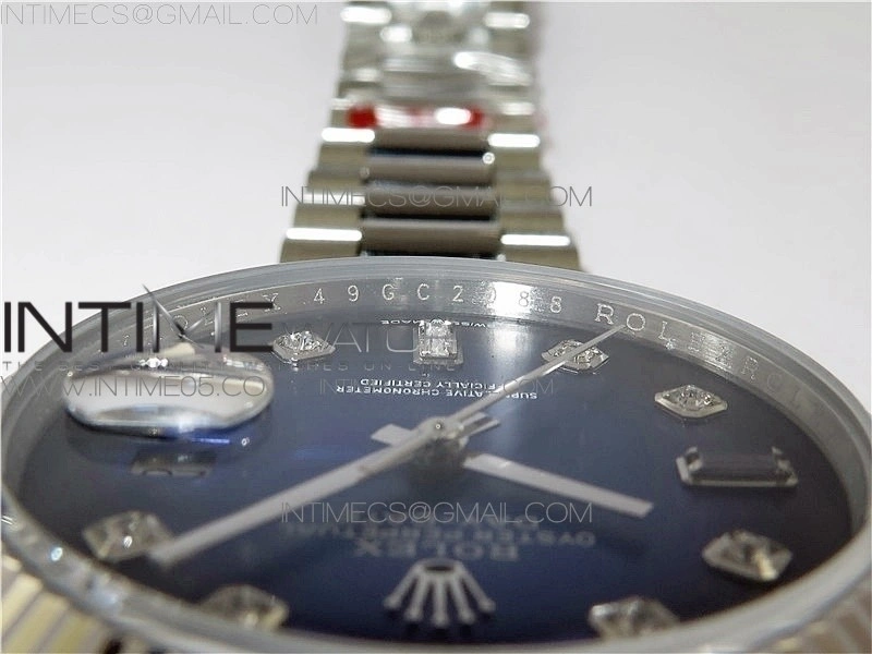 Day-Date 36 128239 SS BP Best Edition Blue Crystal Markers Dial on SS President Bracelet