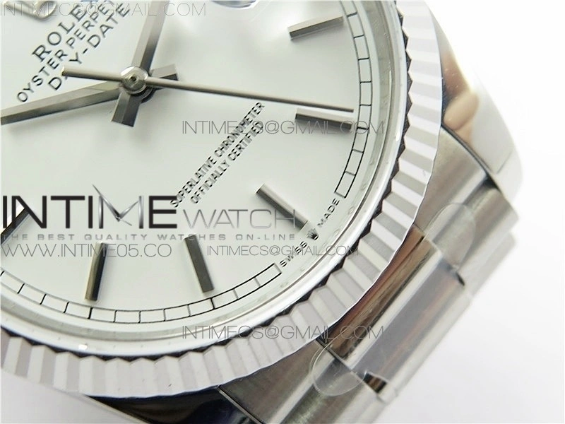 Day-Date 36 128239 SS BP Best Edition White Sticks Markers Dial on SS President Bracelet