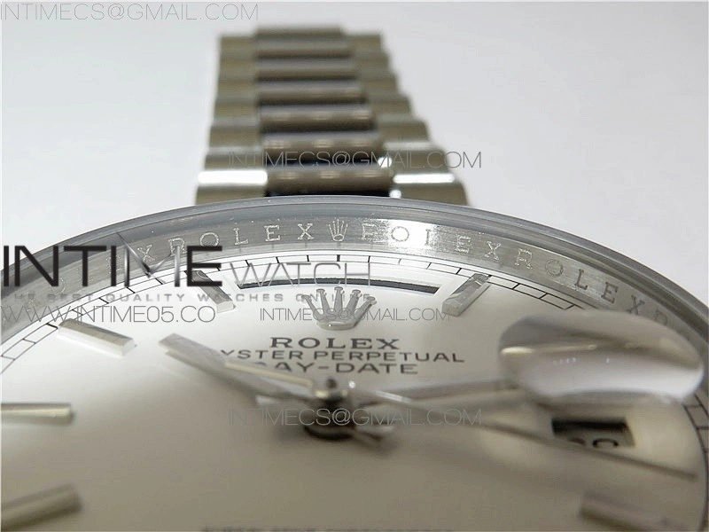 Day-Date 36 128239 SS BP Best Edition White Sticks Markers Dial on SS President Bracelet