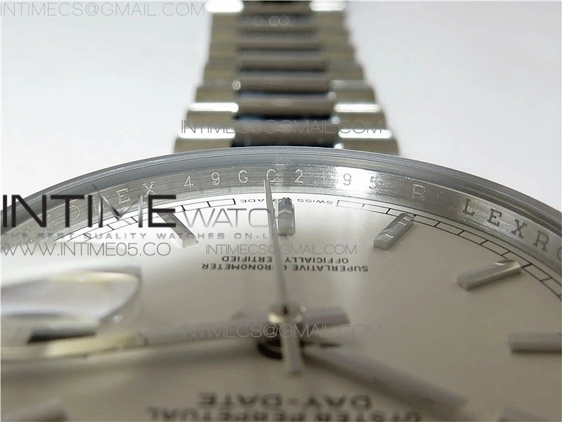 Day-Date 36 128239 SS BP Best Edition White Sticks Markers Dial on SS President Bracelet
