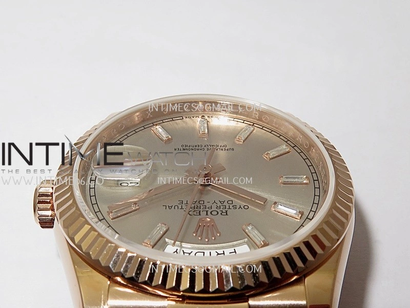 Day Date 128235 36mm RG KF 1:1 Best Edition RG Dial T Diamond Marker On President Bracelet A2836