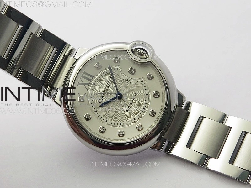 Ballon Bleu 36mm SS 3KF 1:1 Best Edition White Textured Dia Markers Dial on SS Bracelet A076