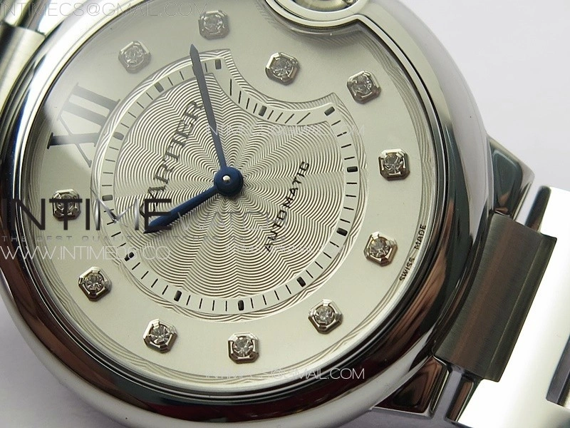 Ballon Bleu 36mm SS 3KF 1:1 Best Edition White Textured Dia Markers Dial on SS Bracelet A076