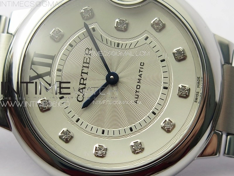 Ballon Bleu 36mm SS 3KF 1:1 Best Edition White Textured Dia Markers Dial on SS Bracelet A076