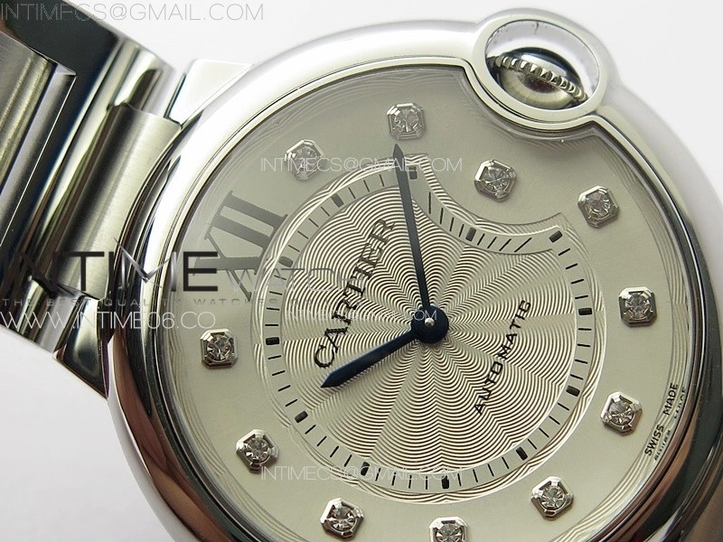 Ballon Bleu 36mm SS 3KF 1:1 Best Edition White Textured Dia Markers Dial on SS Bracelet A076