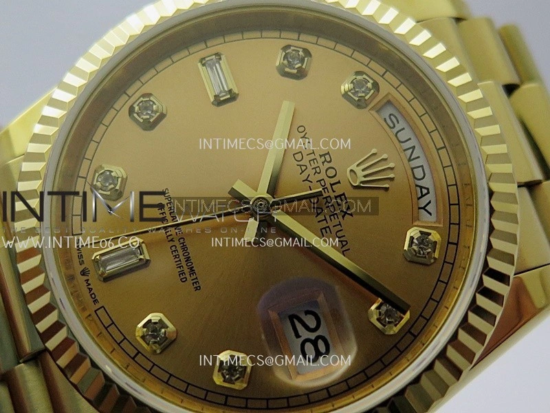 Day Date 128238 36mm YG KF 1:1 Best Edition Gold Dial Diamond Marker On President Bracelet A2836