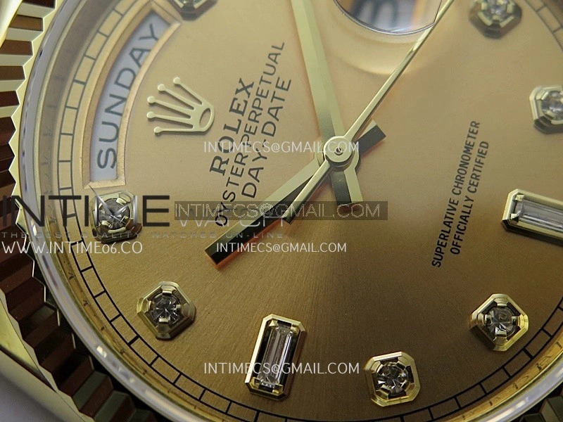 Day Date 128238 36mm YG KF 1:1 Best Edition Gold Dial Diamond Marker On President Bracelet A2836
