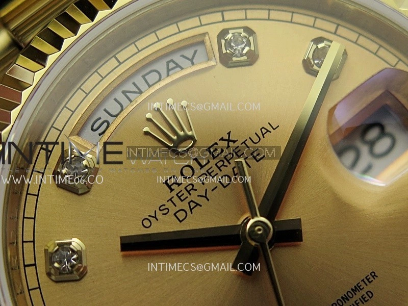 Day Date 128238 36mm YG KF 1:1 Best Edition Gold Dial Diamond Marker On President Bracelet A2836