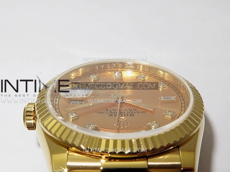 Day Date 128238 36mm YG KF 1:1 Best Edition Gold Dial Diamond Marker On President Bracelet A2836