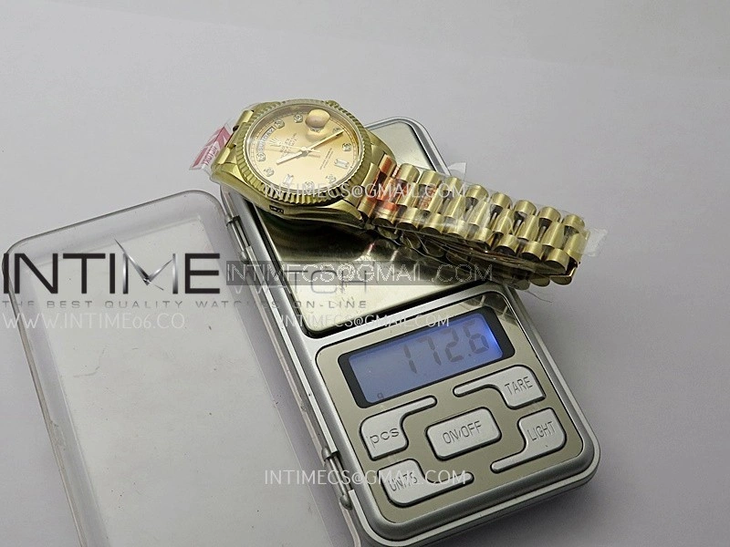 Day Date 128238 36mm YG KF 1:1 Best Edition Gold Dial Diamond Marker On President Bracelet A2836