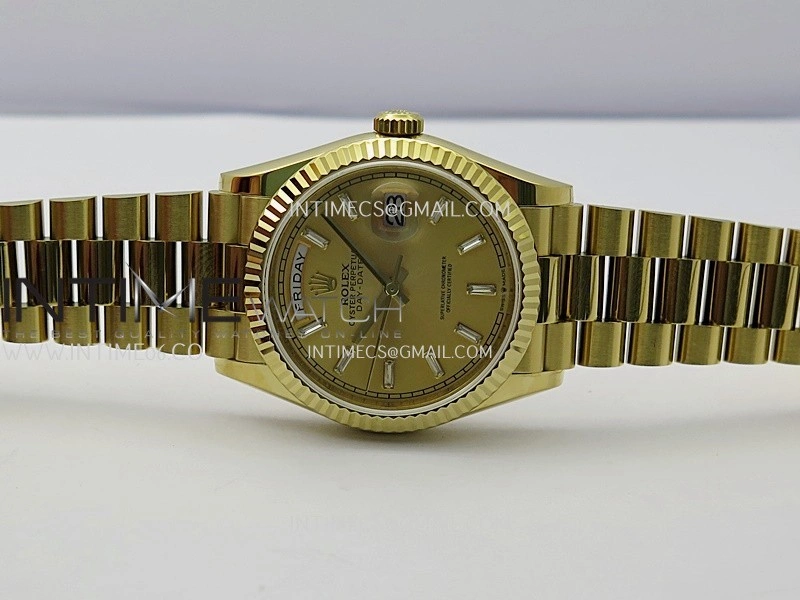 Day Date 128238 36mm YG KF 1:1 Best Edition YG Dial T Diamond Marker On President Bracelet A2836