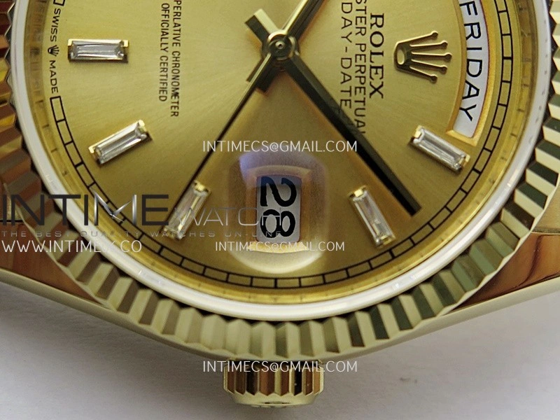 Day Date 128238 36mm YG KF 1:1 Best Edition YG Dial T Diamond Marker On President Bracelet A2836