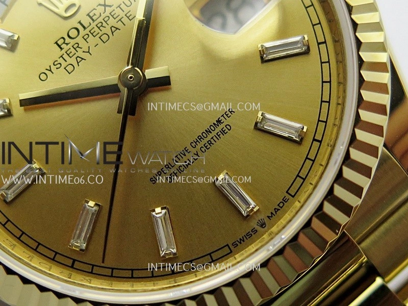 Day Date 128238 36mm YG KF 1:1 Best Edition YG Dial T Diamond Marker On President Bracelet A2836