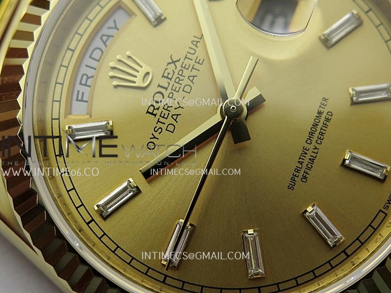 Day Date 128238 36mm YG KF 1:1 Best Edition YG Dial T Diamond Marker On President Bracelet A2836