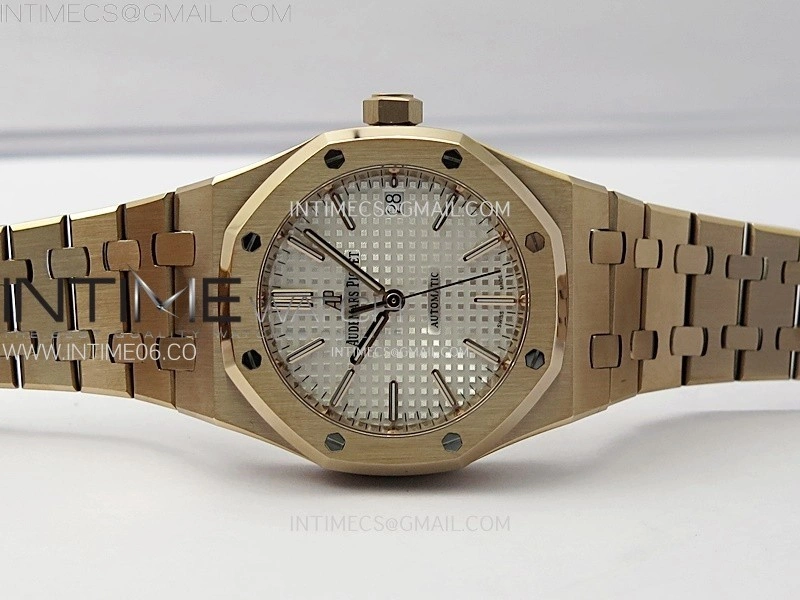 Royal Oak 37mm 15450 RG IPF 1:1 Best Edition Silver Dial on RG Bracelet SA3120 Super Clone