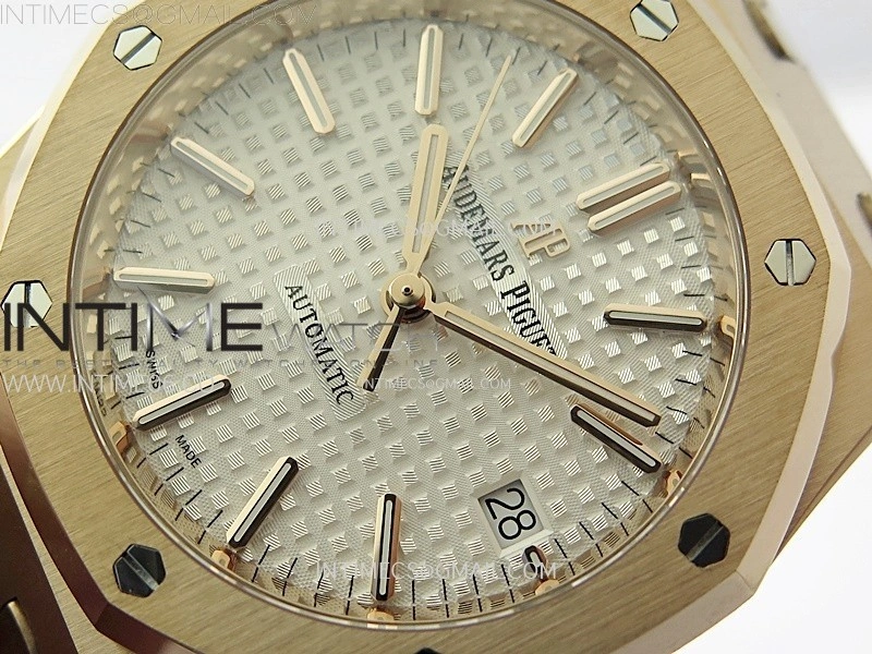 Royal Oak 37mm 15450 RG IPF 1:1 Best Edition Silver Dial on RG Bracelet SA3120 Super Clone