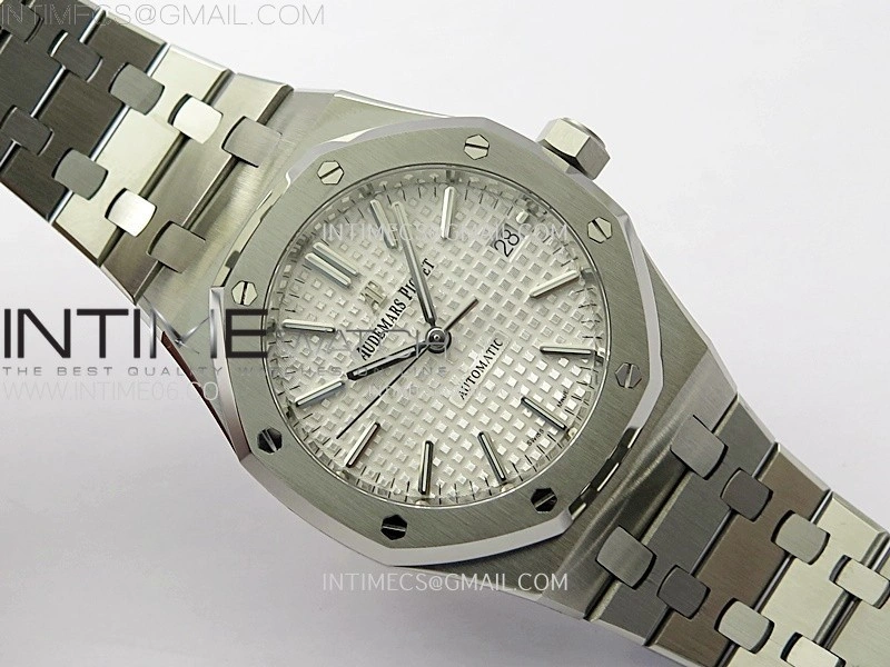 Royal Oak 37mm 15450 SS IPF 1:1 Best Edition Silver Dial on SS Bracelet SA3120 Super Clone