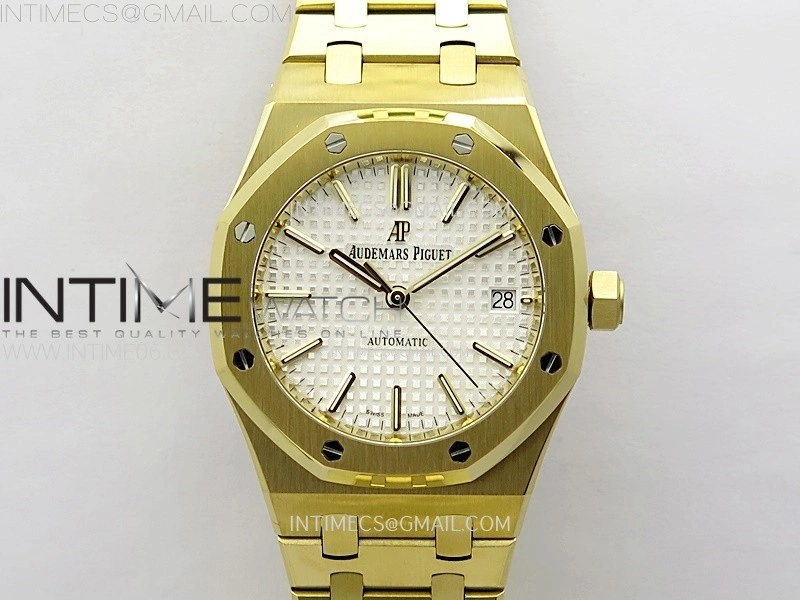 Royal Oak 37mm 15450 YG IPF 1:1 Best Edition Silver Dial on YG Bracelet SA3120 Super Clone