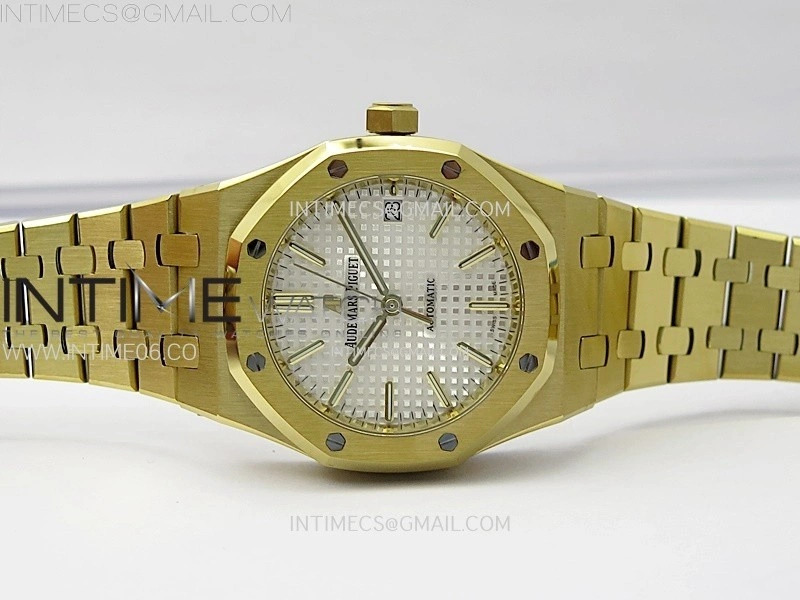 Royal Oak 37mm 15450 YG IPF 1:1 Best Edition Silver Dial on YG Bracelet SA3120 Super Clone