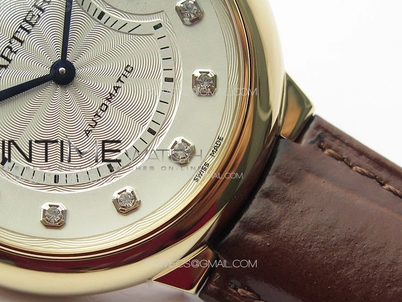 Ballon Bleu 36mm RG 3KF 1:1 Best Edition White Textured Dia Markers Dial On Brown Leather Strap A076