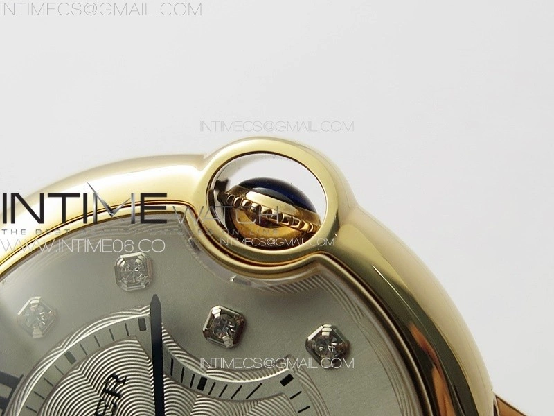Ballon Bleu 36mm RG 3KF 1:1 Best Edition White Textured Dia Markers Dial On Brown Leather Strap A076