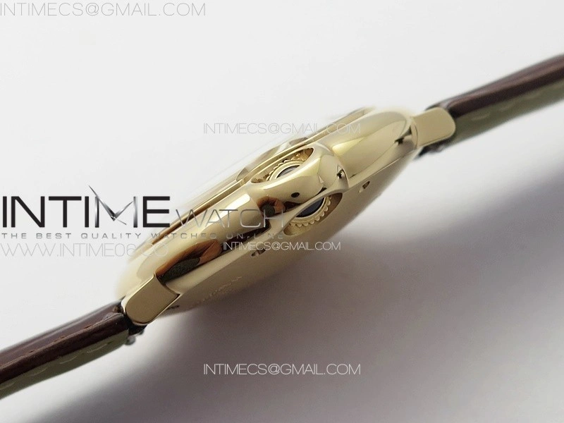 Ballon Bleu 36mm RG 3KF 1:1 Best Edition White Textured Dia Markers Dial On Brown Leather Strap A076
