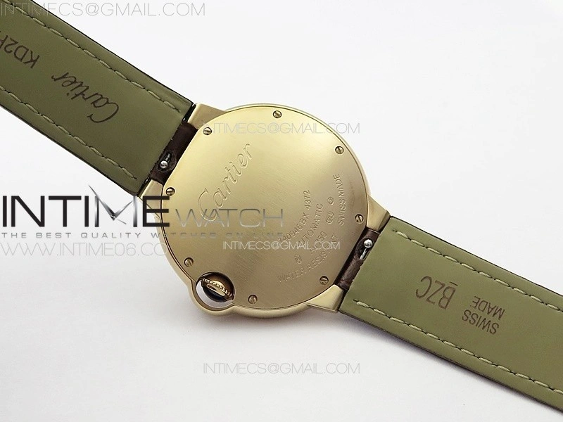 Ballon Bleu 36mm RG 3KF 1:1 Best Edition White Textured Dia Markers Dial On Brown Leather Strap A076