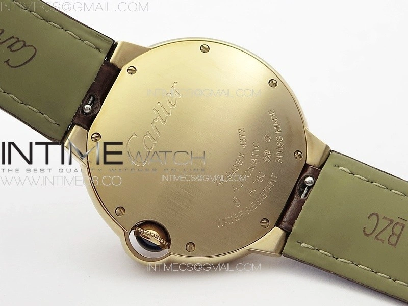 Ballon Bleu 36mm RG 3KF 1:1 Best Edition White Textured Dia Markers Dial On Brown Leather Strap A076