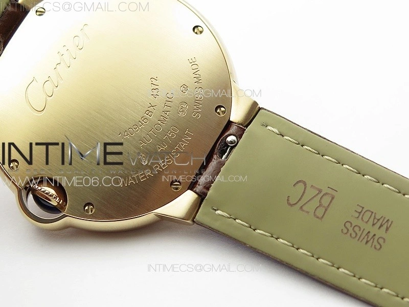 Ballon Bleu 36mm RG 3KF 1:1 Best Edition White Textured Dia Markers Dial On Brown Leather Strap A076