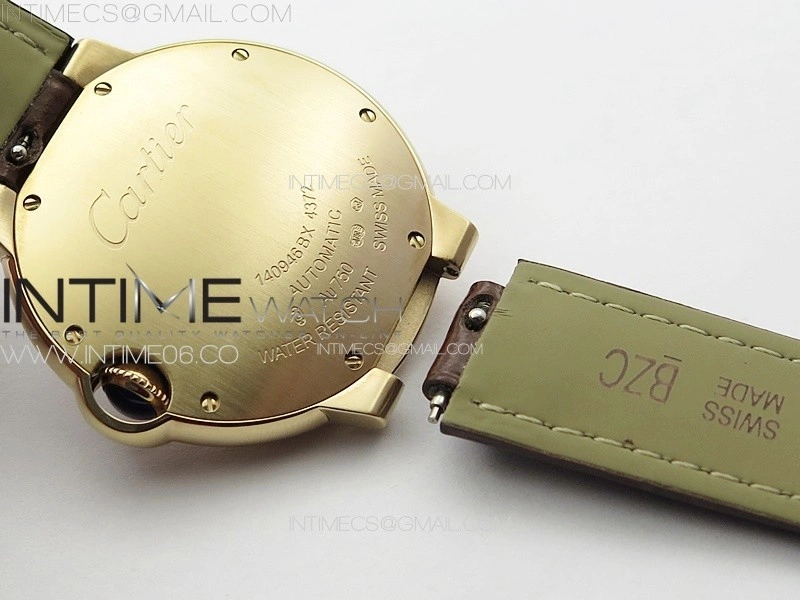 Ballon Bleu 36mm RG 3KF 1:1 Best Edition White Textured Dia Markers Dial On Brown Leather Strap A076