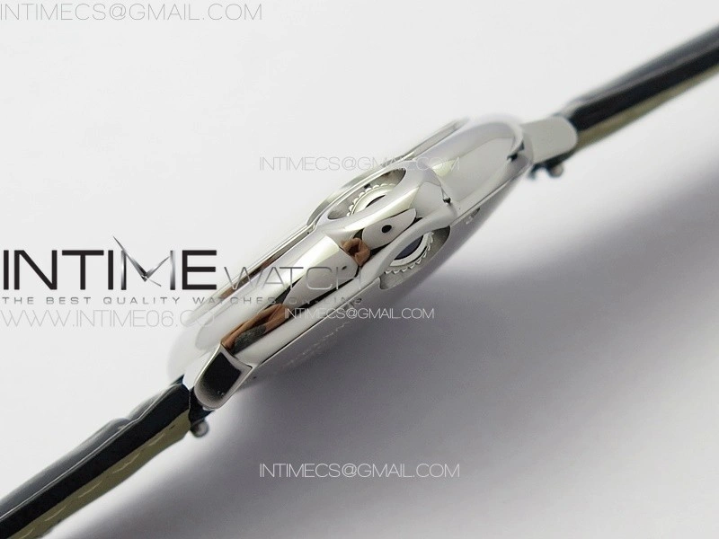 Ballon Bleu 33mm SS 3KF 1:1 Best Edition White Textured Dia Markers Dial on Black Leather Strap A076