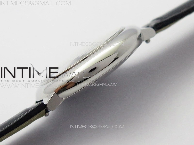 Ballon Bleu 33mm SS 3KF 1:1 Best Edition White Textured Dia Markers Dial on Black Leather Strap A076