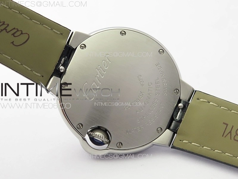 Ballon Bleu 33mm SS 3KF 1:1 Best Edition White Textured Dia Markers Dial on Black Leather Strap A076