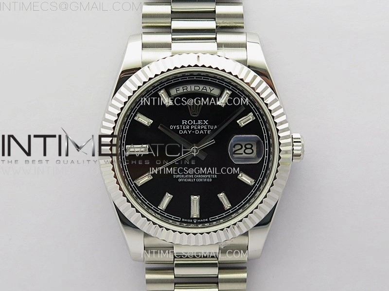 Day Date 228239 40mm KF 1:1 Best Edition Black Dial Crystal Markers On President Bracelet SA3255