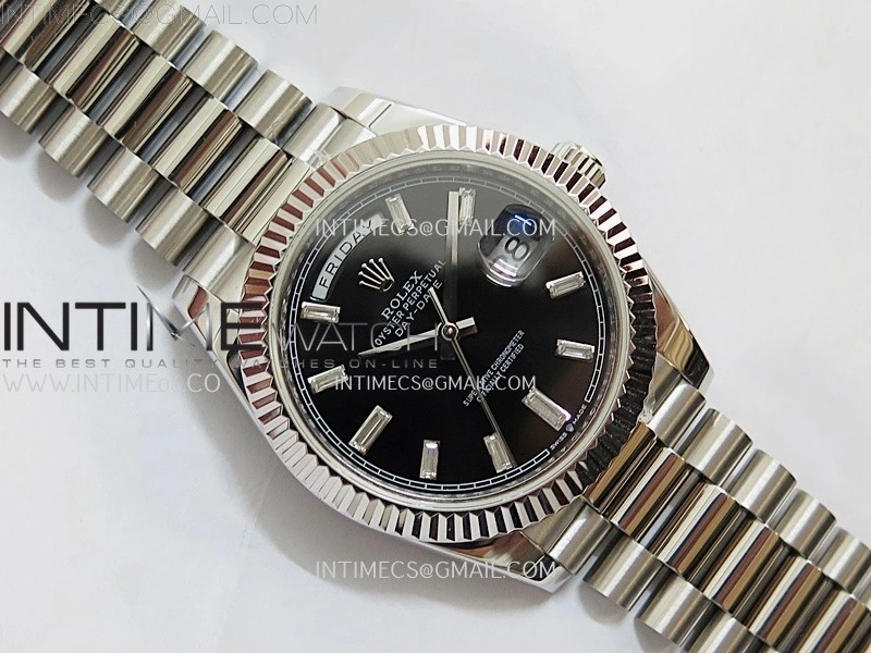 Day Date 228239 40mm KF 1:1 Best Edition Black Dial Crystal Markers On President Bracelet SA3255