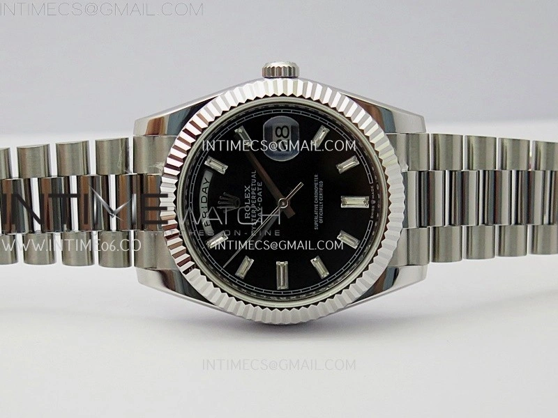 Day Date 228239 40mm KF 1:1 Best Edition Black Dial Crystal Markers On President Bracelet SA3255