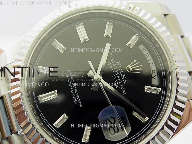 Day Date 228239 40mm KF 1:1 Best Edition Black Dial Crystal Markers On President Bracelet SA3255