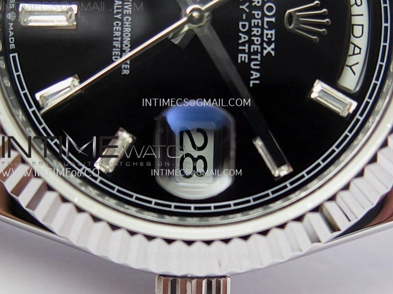 Day Date 228239 40mm KF 1:1 Best Edition Black Dial Crystal Markers On President Bracelet SA3255