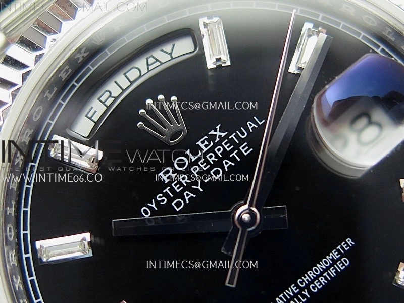 Day Date 228239 40mm KF 1:1 Best Edition Black Dial Crystal Markers On President Bracelet SA3255