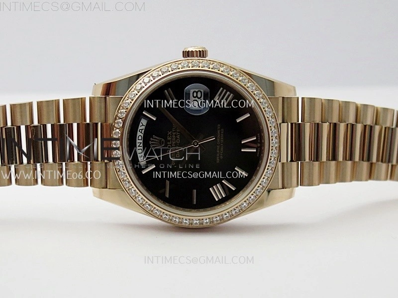 Day Date 228345 40mm RG Noob 1:1 Best Dark Sunburst Black Roman Dial on President Bracelet A2836