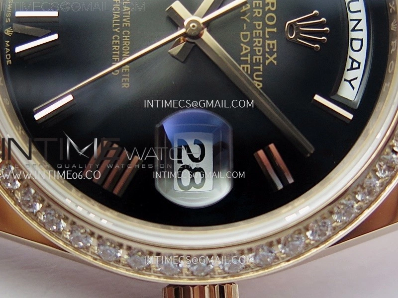 Day Date 228345 40mm RG Noob 1:1 Best Dark Sunburst Black Roman Dial on President Bracelet A2836