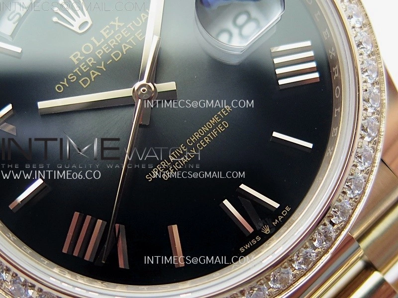 Day Date 228345 40mm RG Noob 1:1 Best Dark Sunburst Black Roman Dial on President Bracelet A2836