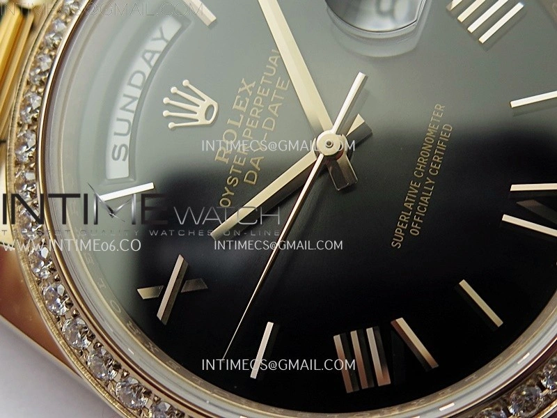Day Date 228345 40mm RG Noob 1:1 Best Dark Sunburst Black Roman Dial on President Bracelet A2836