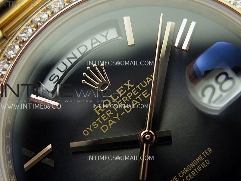 Day Date 228345 40mm RG Noob 1:1 Best Dark Sunburst Black Roman Dial on President Bracelet A2836