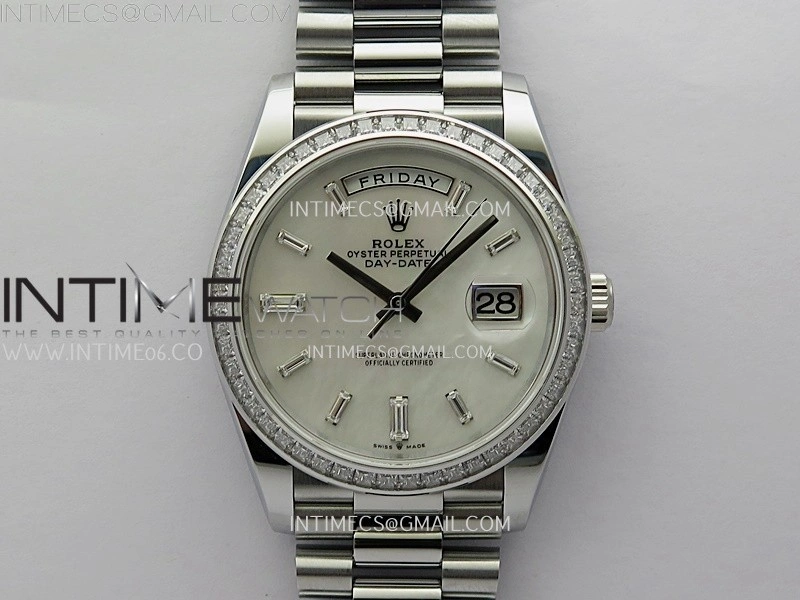 Day Date 228396 40mm SS Noob 1:1 Best Edition White MOP Crystal Dial On President Bracelet A2836