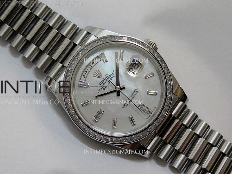 Day Date 228396 40mm SS Noob 1:1 Best Edition White MOP Crystal Dial On President Bracelet A2836