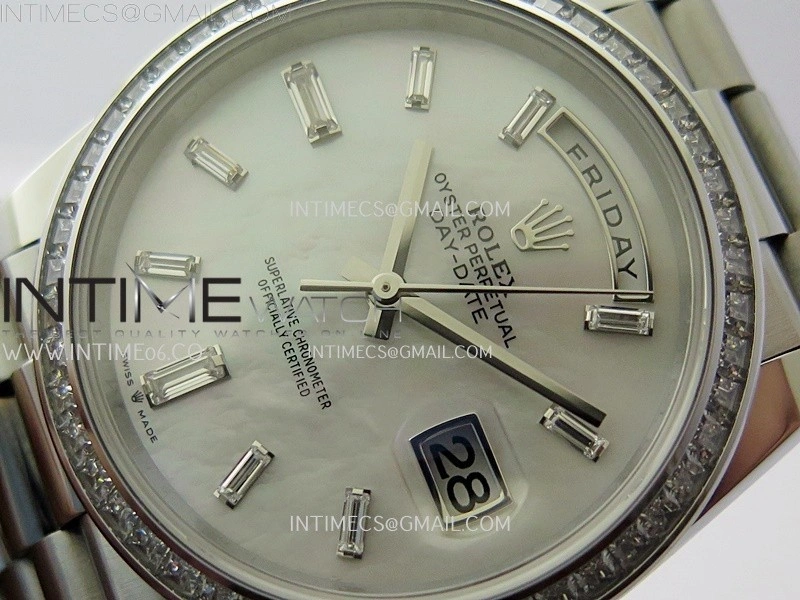 Day Date 228396 40mm SS Noob 1:1 Best Edition White MOP Crystal Dial On President Bracelet A2836